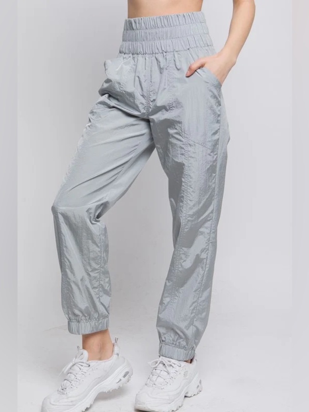 Free People Movement Light Gray High-Waist Elastic Jogger Pants Size XS
